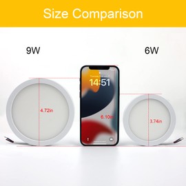 Taoellen Ultra-Thin Warm White LED Ceiling Light, 6W 3000K 95mm 3.74inch 540lm, Small Circular Flush Ceiling Light for Hallway, Stairwell, Porch, Office, Walkway, Cloakroom