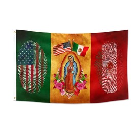 Bolcagob Mexican American Flag 3x5FT Mexico Flag Banner for Outdoor Room Decorations Double Sewing Edges and 2 Shiny Brass Grommets 100% Polyester (3x5FT)