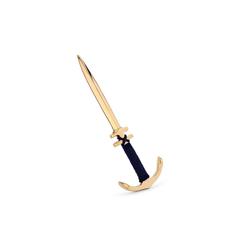 NKlaus 21 cm Letter Opener Anchor Brass Gold with Blue