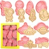 Crethinkaty Space Cookie Cutter-8 Plastic Cookie Stamp-Space Cartoon Fun Cookie