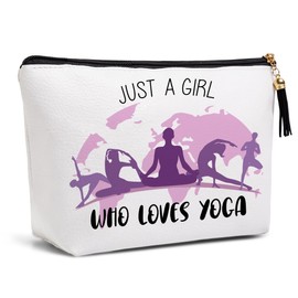 Pykfrhh Yoga Gifts for Women Makeup Bag, Gifts for Yoga Loves, Funny Yoga Accessories Gifts for Women Sisters Besties Daughter Waterproof PU Leather Yoga Cosmetic Bag