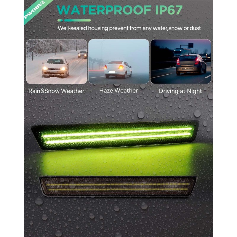PWOBVZ Green LED Side Marker Lights for Dodge Challenger 2015-2023,