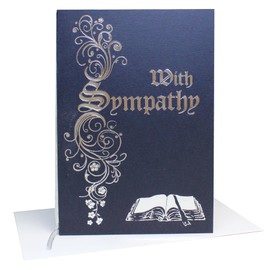 Catholic Mass Card and Envelope With Sympathy and Colourful Miraculous Virgin Mary on Inside Cover - Blue Card