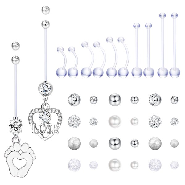 Milacolato Pack of 12 Belly Button Piercing Pregnancy Flexible Clear