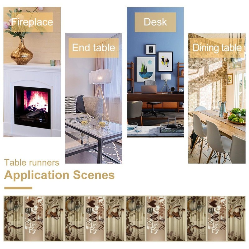 Houselerax Coffee Theme Table Runner，Coffee Time Country Rustic Farmhouse Kitchen