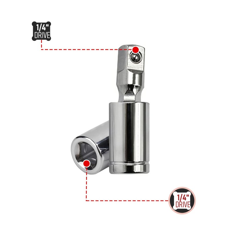 FOCMKEAS 1/4" Universal Joint Swivel Socket Adapter, Impact Socket Extension,