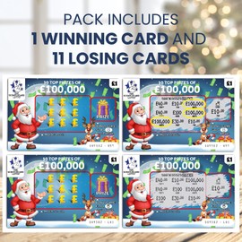 Lets Go Crimbo Pack of 12 Christmas Prank Joke Lottery Scratch Cards Christmas Table Games Fun Novelty Fake Scratchcards