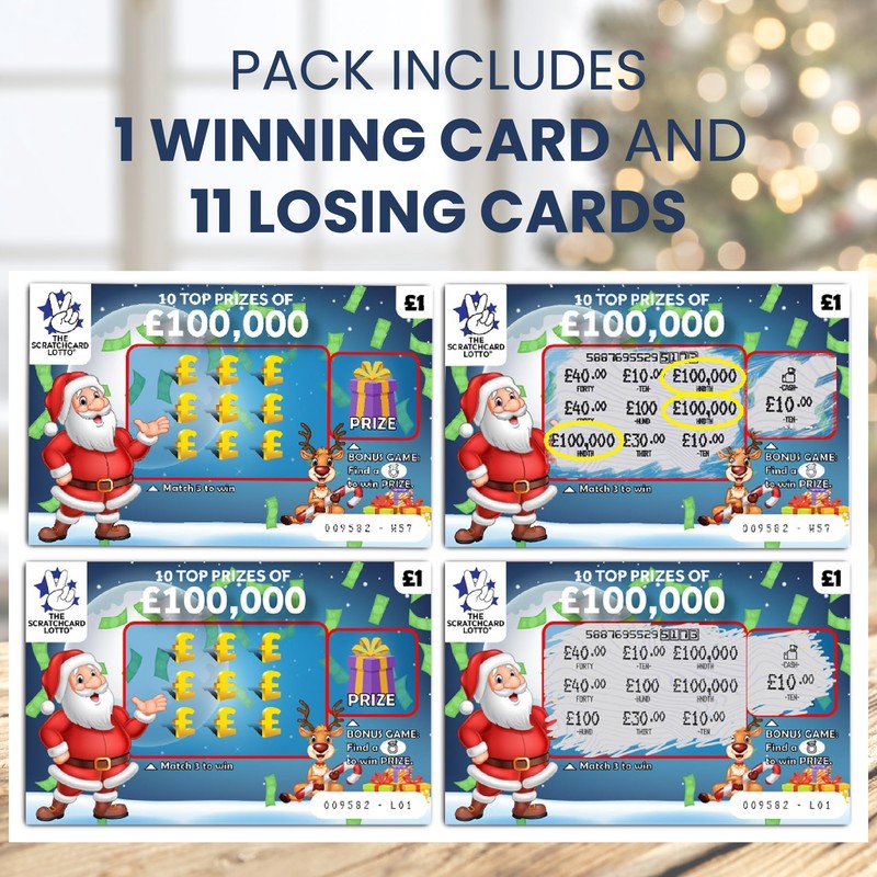 Lets Go Crimbo Pack of 12 Christmas Prank Joke Lottery