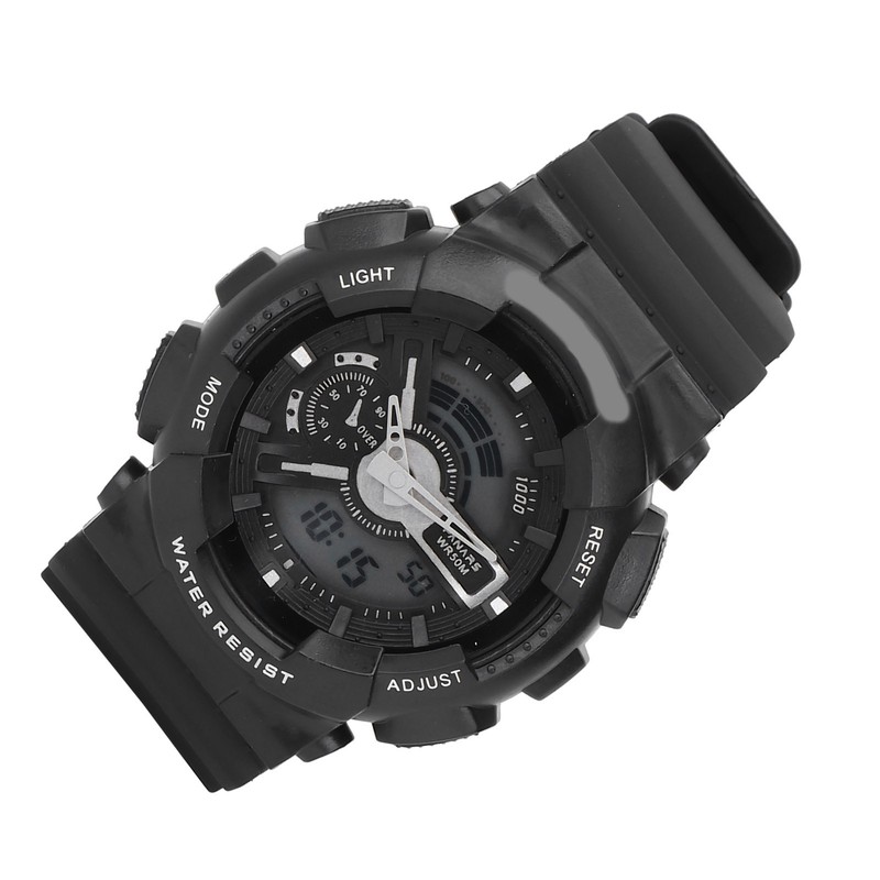 Students Electronic Watch Waterproof EL Light Dual Time Modes Digital