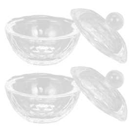 NOLITOY 2pcs Kit De Manicura Glass Dappen Dish Containers with Lids Liquid Dappen Dish Dappen Dish Manicures Liquid Cup Crystal Dappen Cup with Lid Clear Container Glass Jar Nail