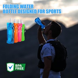 Foldable Water Bottle, 500 ml Folding Canister, Soft Flask, Festival Drinking Bottle, Sports Bottle, BPA-Free, Reusable, for Hydration Backpack/Cycling/Hiking/Jogging/Camping/Climbing