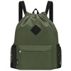 WANDF Drawstring Backpack Sports Gym Bag with Shoes Compartment, Water-Resistant