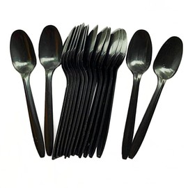 2 x Black Spoons | Heavy Duty Spoon (Pack of 50) Tableware and Dinnerware