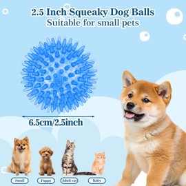 24 Pack 2.5 Inch Squeaky Dog Toy Balls Cleans Teeth and Promotes Dental and Gum Health, Spiky Dogs Chew Toys for Small, Medium & Large Dogs, Small Dog Balls for Aggressive Chewers, 8 Colors