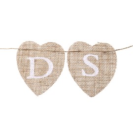 YINETTECH Cards Letter Bunting Burlap Hearts Hanging Sign for Wedding Rustic Party