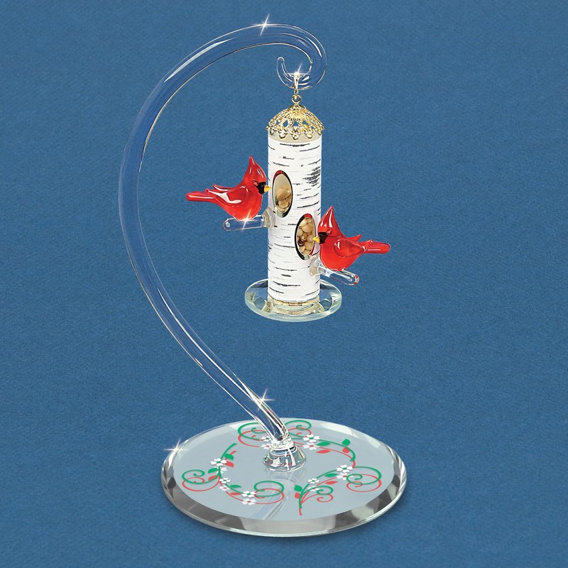 Handcrafted Glass Baron Cardinal's Delight Feeder 5 Inches Tall
