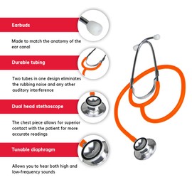Ever Ready First Aid Dual Head Stethoscope - Orange