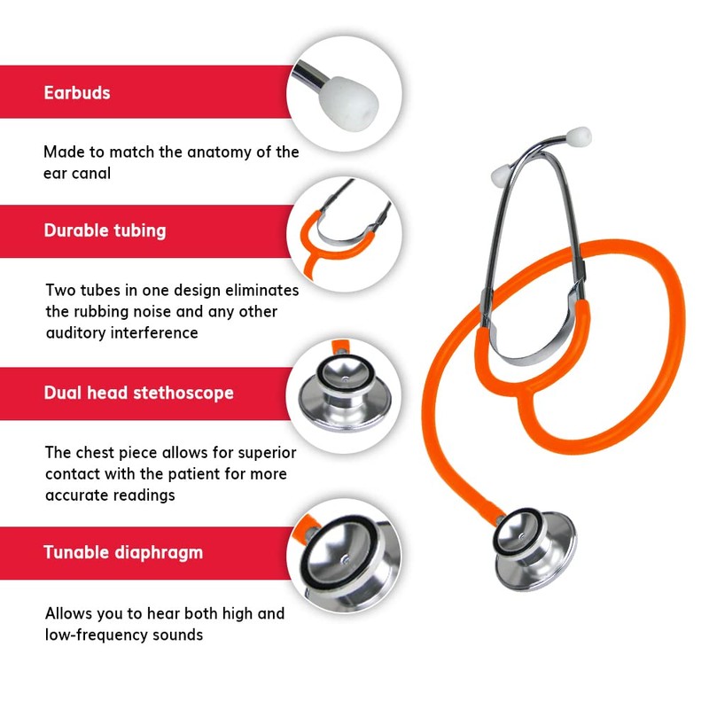Ever Ready First Aid Dual Head Stethoscope - Orange