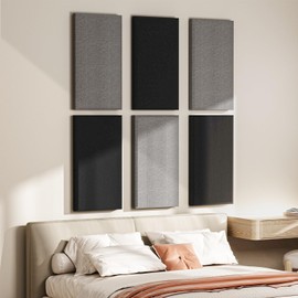 Acoustic Panels(8 Packs) 24x12x2'' Thick Fiberglass Soundproof Wall Panels, Upgraded Decorative Sound Dampening Panels(Full Self-Adhesive), Sound Absorbing Panels Noise Cencelling Studio, Grey