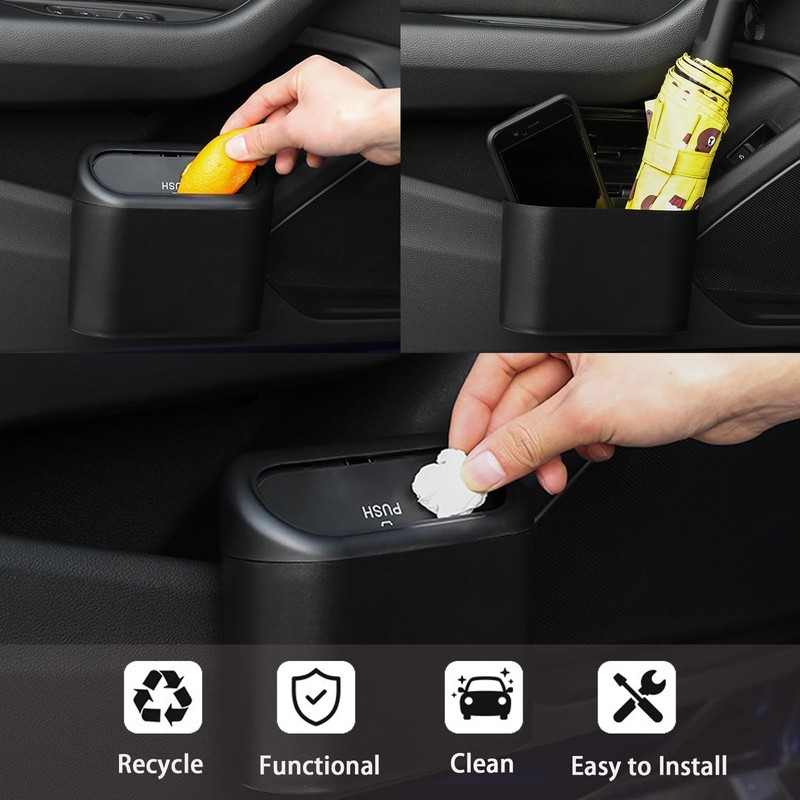 Jotia 2 Pack Car Trash Can with Lid and 60Pcs