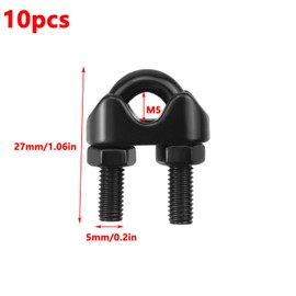 Antrader M5 Stainless Steel Wire Rope Cable Clip Clamp,10Pcs Wire Rope Clamp Cable Clamps 304 Stainless Steel M5 3/16" Wire Cable Clamps,Black