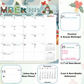Desk Calendar 2025-2026, Anti Ink Bleed, Plastic Cover, Ample Space, 18 Months Wall Calendar 2025-2026 with Stickers, 17" x 12" Seasonal Desktop Calendar for Home, Office, Teacher Supplies- Colorful