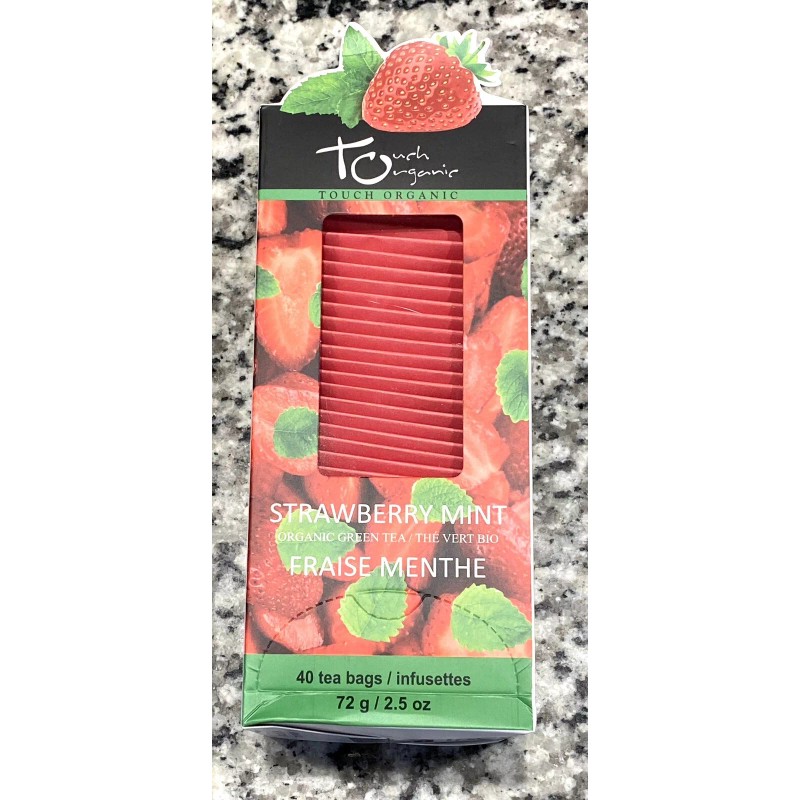 Touch Organic Strawberry MINT Green Tea Bags, 40 Bags, 2.5