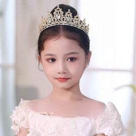 wenjeso Kids Crown Princess Crown for Girls Luxury Design Headdress Piano Recital Dance Stage Birthday Party Anniversary Photography Kids Gorgeous Hair Accessory-gl