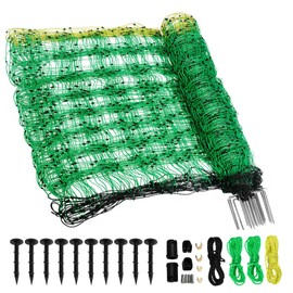 Carivia Electric Fence Netting,Portable Electric Net Fence 42.5" H x 164' L,Electric Goat&Chicken Fence Electric Grid Fence with 14 Posts Double Spiked Suitable for Backyards,Farms,Ranches, etc.