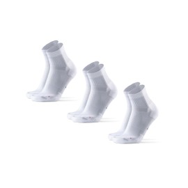 DANISH ENDURANCE Cushioned Running Socks for Long Distances, Quarter Length, Anti-Blister for Men & Women, 3 Pack, White, Large