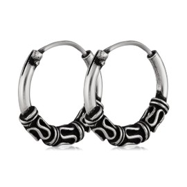 NKlaus 5041 Pair of 925 Sterling Silver Hoop Earrings Celtic Gothic 14 mm