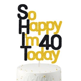 Decoración para tarta de 40 cumpleaños con purpurina negra, divertida decoración de 40 cumpleaños para hombres, decoración de tarta de 40 cumpleaños para mujeres, decoración de 40 cumpleaños