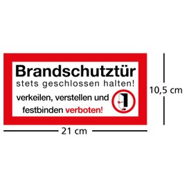 Clever Pool Maxi-Pack 60 Fire Door Stickers - 21 x 10.5 cm - Always Keep Closed Wedging Adjusting Prohibited - Warning Sign Fire Protection Prohibition Sign