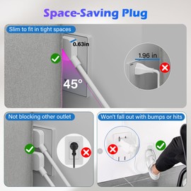 Adoreen 4 Ft Computer TV Replacement Power Cord White, Low Profile Flat Plug 18AWG 3-Prong AC Universal Power Supply Cable NEMA 5-15P to IEC 320 C13 for Printer, PC, Monitor TV LCD, ETL+Ties