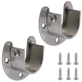 AllBright Flange Socket Rod Pole Clothesline Holder Fixed U Shape Closet Set of 2 (25mm)