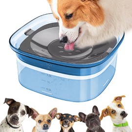 Water Bowl without Spill for Dogs: LEKEFETO 2L Dog Bowl without Drooling, Water Bowl for Dogs, Drinking Bowl for Dogs, for Cats Pets, Leak-Proof & Non-Slip Anti Slip - Blue