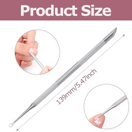 1 Pcs Manicure Pusher, cuticle pusher, cuticle remover tool | Dual-End Metal Orange Stick (Slanted + Loop) for Cuticle Care, Gel Polish Cleanup & Sterilizable Nail Tool