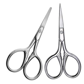 2pcs Male Eyebrow Trimmer Kit Eyebrow Grooming Shear Set Sharp and Round Tips Stainless Steel for Men's Facial Hair