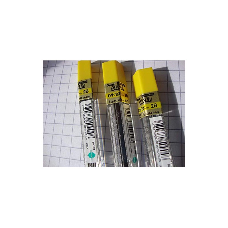 45 PENTEL Super Mechanical Pencil Refill Leads 0.9mm 2B