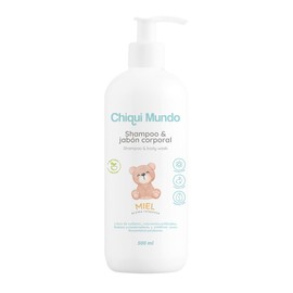 CHIQUI MUNDO Shampoo & Body Wash (500 ml) para Bebé Origen Natural Calmante Acondicionador Bactericida y Antiséptico Libre de Parabenos, Sulfatos, Siliconas, Colorantes Artificiales y Conservadores. Hecho a base de Miel, Vitamina E y Aloe Vera