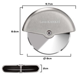 Love-KANKEI Pizza Cutter, For Home, Office, Camping, Rotating, Durable, Compact Storage, Stainless Steel