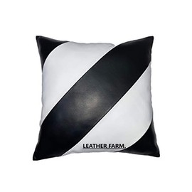 Leather Farm - Funda de cojín de piel de cordero (50 x 50 cm), color blanco y negro