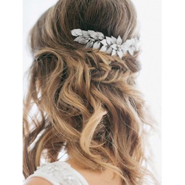 Yean Leaf Bride Wedding Hair Comb Silver Headpiece Bridal Hair Accessories for Women and Girls (Silver)