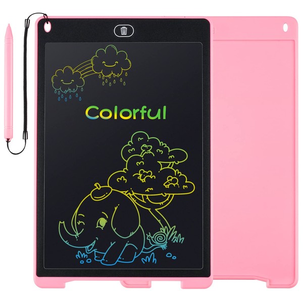 Mardiko LCD Writing Tablet 12 Inch Colorful Drawing Tablet Kids Doodle Scribbler Pad Graphics Boards Lock-Key Erasable Drawing Pad Writing Board for Kids Boys Girls Adults (Pink)