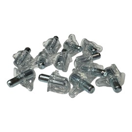 Pack of 12 Shelf Support Pegs - 5mm Clear Plastic Cabinet Shelf Pins for Book Shelves, Wardrobes, Furniture - Maximum Capacity 60 kg