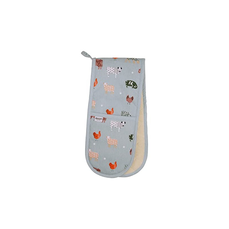 Dexam Farmyard Double Oven Gloves, Blue