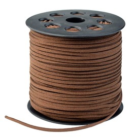 Wobe 100 Yards Suede Cord, Leather Cord 2.6mm x 1.5mm Suede Lace Faux Leather Cord with Roll Spool for Bracelet Necklace Beading DIY Handmade Crafts Thread (Coffee)