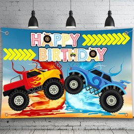 Monster Truck Birthday Backdrop 5x3 feet