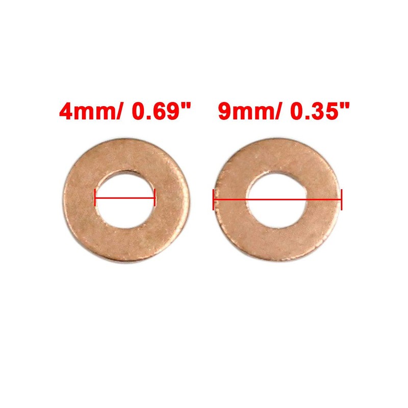 sourcing map 100pcs 4mm Inner Copper Washers Flat Sealing Rings