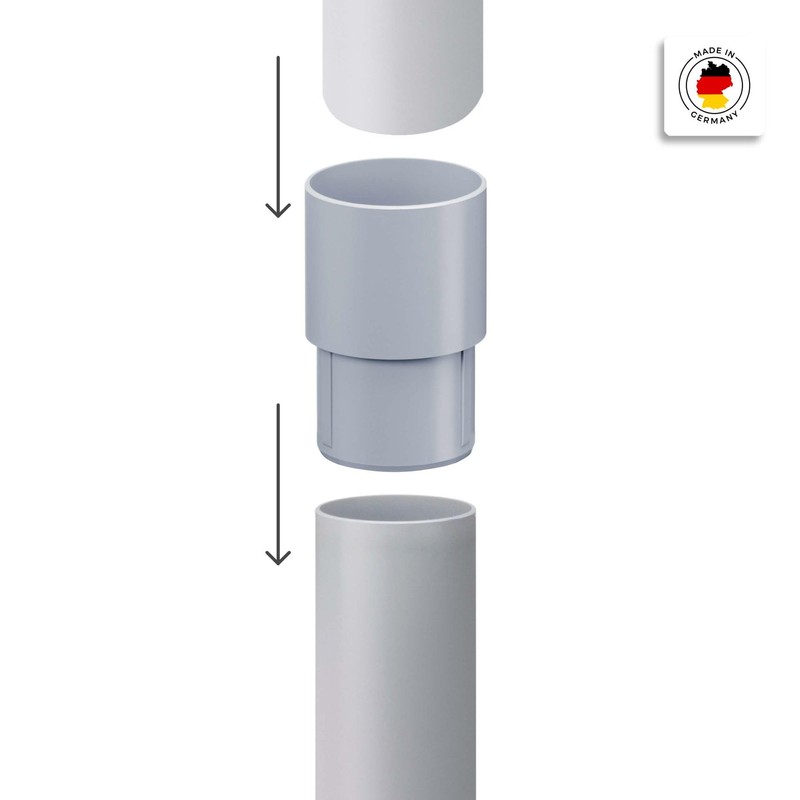 INEFA Downpipe Connector, PVC DN75 / 75 mm, Grey, Drain